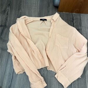 Lulu's Soft Peach Textured Blouse